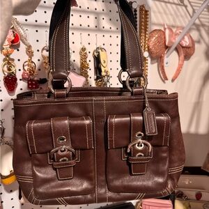 Coach Dark Brown Leather Shoulder Bag